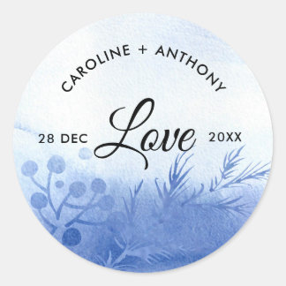 Adesivo Amor. Blue Watercolor Winter Branch
