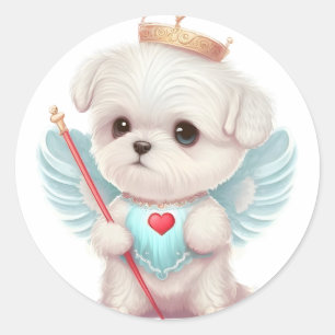 Adesivo Amor Celestial: Cachorro Maltês Bonito Anjo