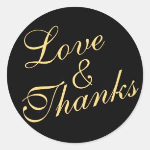 Adesivo Amor Cursive & obrigados que Wedding o ouro & o