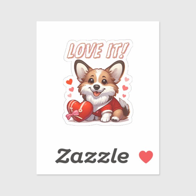 Adesivo Amor de Corgi Fofo (Folha)