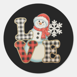 Adesivo Amor de Natal Bonito Boneco de Neve Xadrez de Búfa