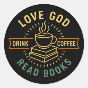 Adesivo Amor Deus Beba Café Ler Livros Vintage
