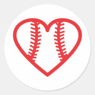 Adesivo amor do coração vermelho de baseball