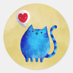 Adesivo Amor do gato azul do gatinho