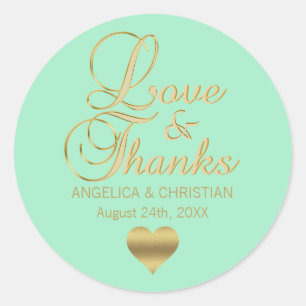 Adesivo AMOR Dourado personalizado & OBRIGADOS da HORTELÃ