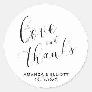 Adesivo Amor e Agradecimento Favor de Casamento Preto e Br
