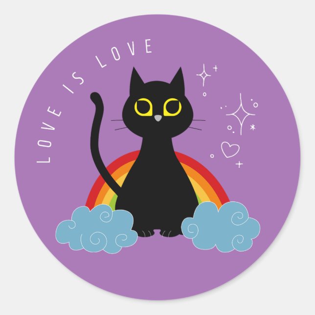 Adesivo AMOR É AMOR - Rainbow Black Cat Sticker (Frente)