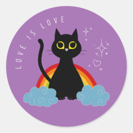 Adesivo AMOR É AMOR - Rainbow Black Cat Sticker