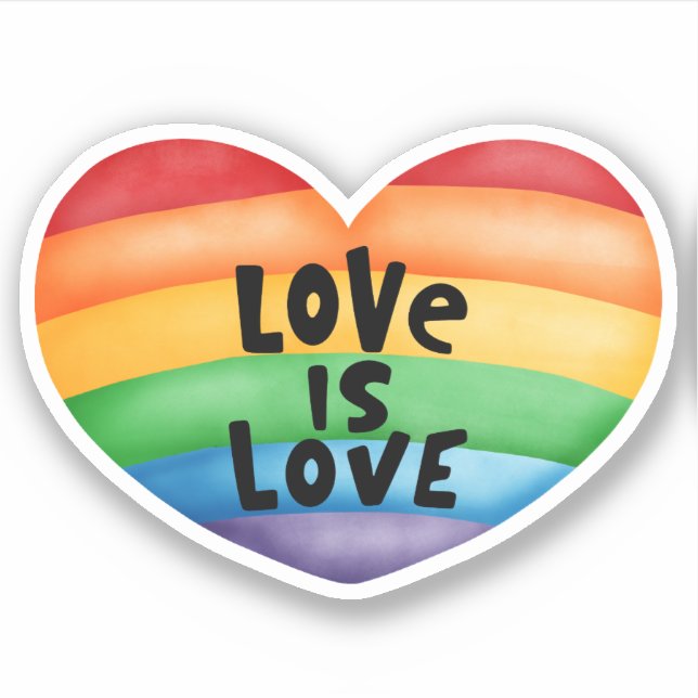 Adesivo Amor é Coração Arco-Íris (Frente)