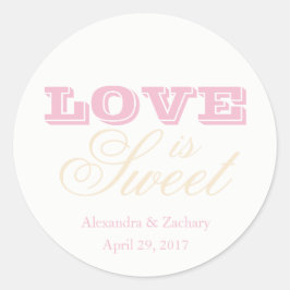 Adesivo Amor é doce Favor de Casamento Vestido Champanhe