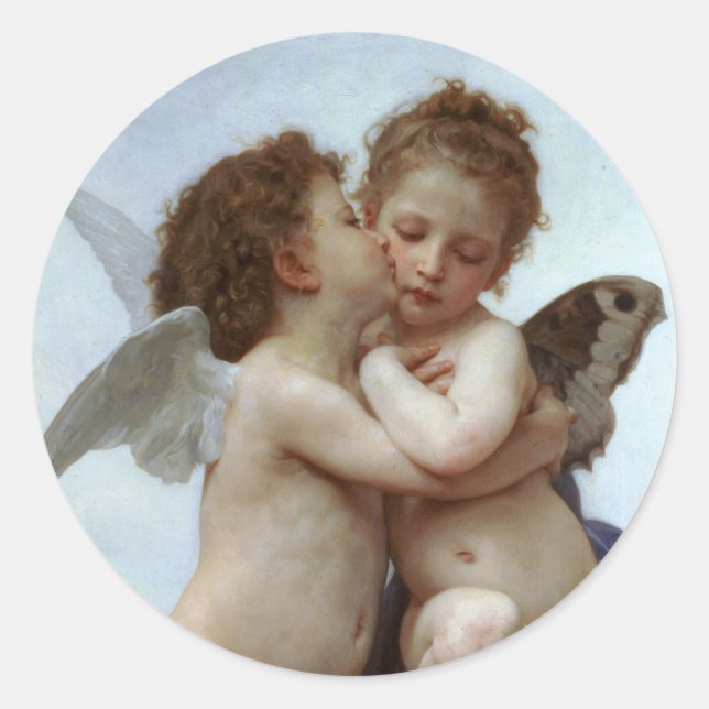 Adesivo Amor e Psyche como Crianças/Angels Primeiro Beijo (Frente)
