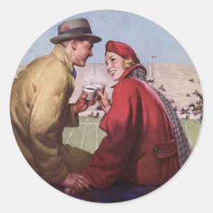 Adesivo Amor e romance do vintage, casal no jogo de