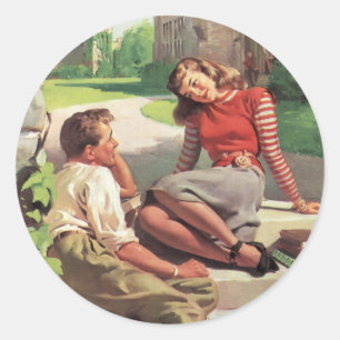 Adesivo Amor e Romance Vintage, Namorados de Escola