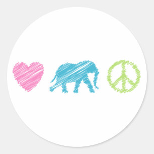 Adesivo Amor, Elefante e Paz