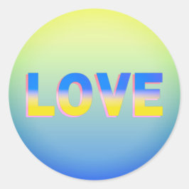 Adesivo AMOR em azul e amarelo na Ucrânia