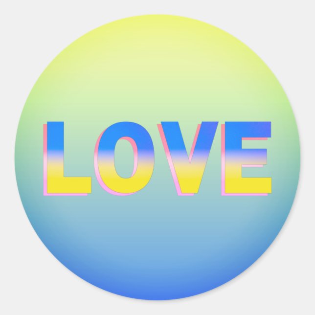 Adesivo AMOR em azul e amarelo na Ucrânia (Frente)