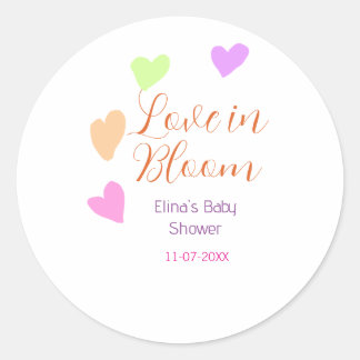 Adesivo Amor em flor coração colorido nome do chá de bebê 