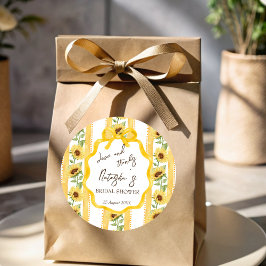 Adesivo Amor em flor favor para chá de noiva de girassóis