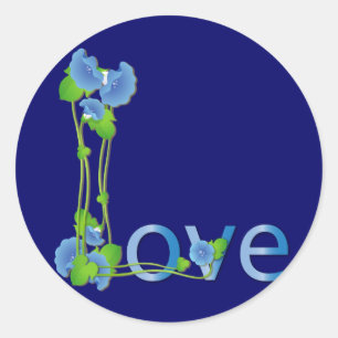 Adesivo Amor em flores azuis