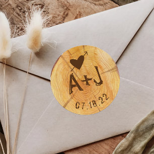 Adesivo Amor em um Tronco   Monogramas Personalizados para