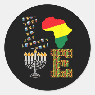Adesivo Amor Feliz Kwanzaa África Mapa Kinara Velas Africa