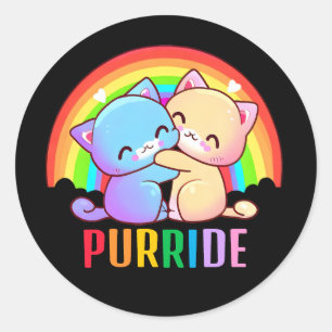 Adesivo Amor Gatos Arco-Íris Negro