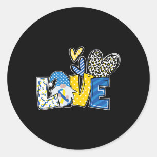 Adesivo Amor Gnomos Azul Fita Amarela Sindroma para Baixo