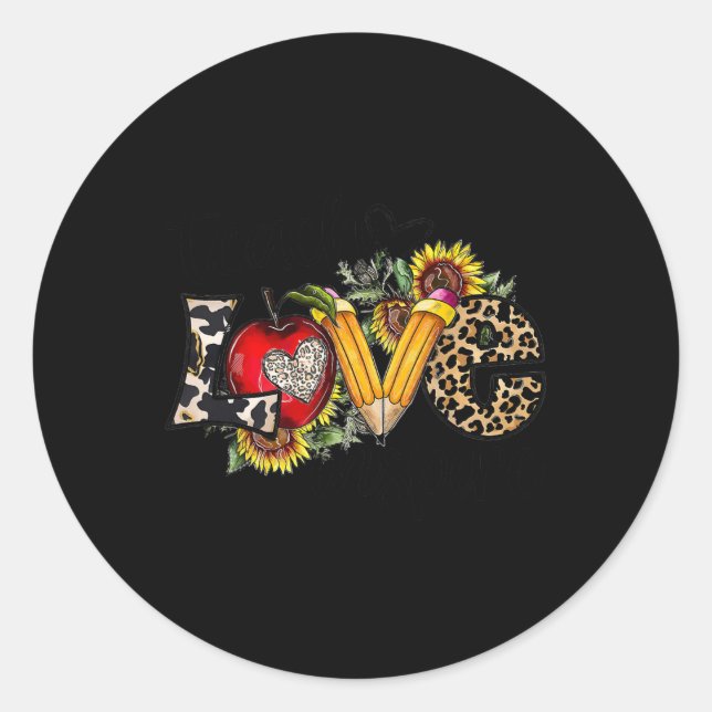 Adesivo Amor Inspira Leopard Sunflower Professora De Volta (Frente)