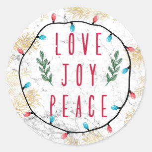 Adesivo Amor Joy Peace para o Natal Feriado com Luzes