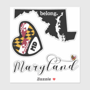 Adesivo Amor, Maryland, 3 Designs, Die Cut Stickers