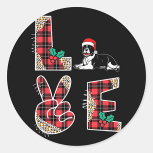 Adesivo Amor Natal Red Santa Hat Bulldog Família Xmas M