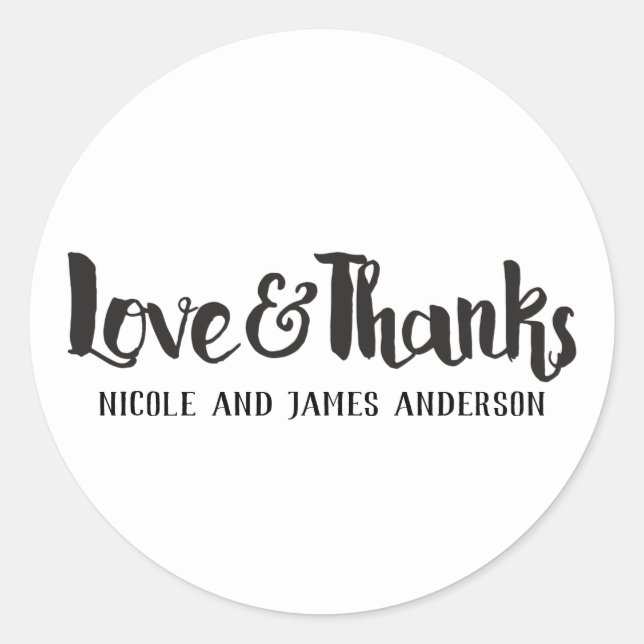 Adesivo Amor & Obrigado Black Fat Thick Script Obrigado (Frente)
