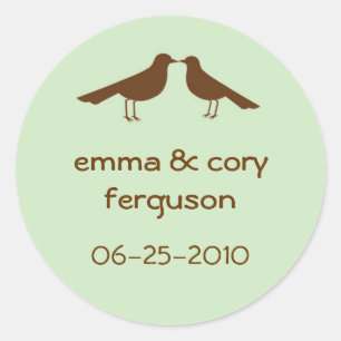 Adesivo Amor, pássaros verdes, prêmio de casamento, nome d