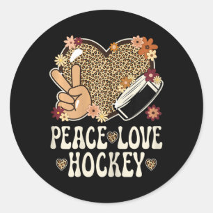 Adesivo Amor Paz Hockey Amante Impressão de Leopardo Garot