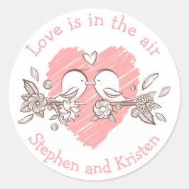Adesivo Amor Personalizado Casamento de Coração Rosa