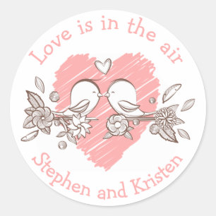 Adesivo Amor Personalizado de Casamento de Coração Rosa 