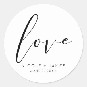 Adesivo AMOR Preto e Branco Casamento Minimalista Moderno