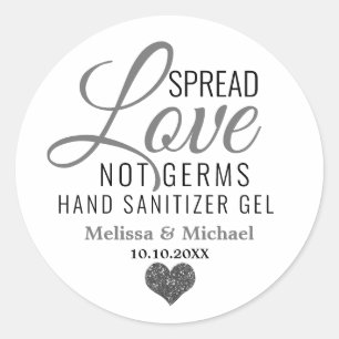 Adesivo Amor Propagado Não Germs Sanitizer Silver Heart
