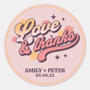 Adesivo Amor Retro e Agradecimento Groovy Texto Obrigado