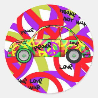 Adesivo Amor Retro Paz Retro 60's 70's Carro