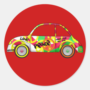 Adesivo Amor Retro Paz Retro 60's 70's Carro