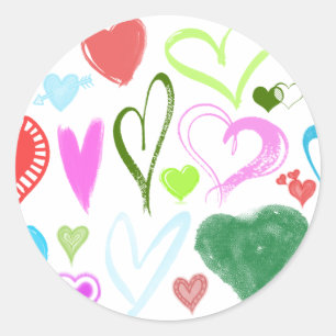 Adesivo Amor, Romance, Corações - Vermelho Azul, Verde R