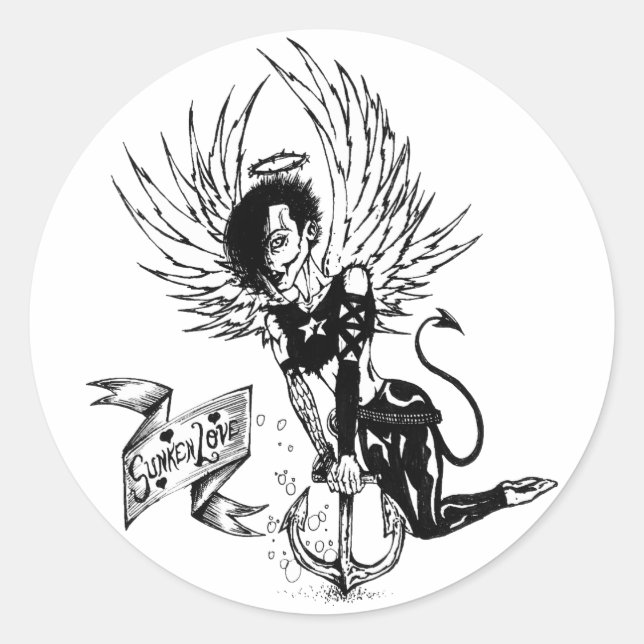 Adesivo Amor Sunken - Tatuagem Pin-Up Punk Rock (Frente)