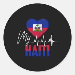 Adesivo Amor Vintage Haiti Batida Coração Dia da Bandeira