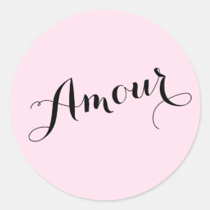 Adesivo Amour francês ama rosa e chic preto parisiense