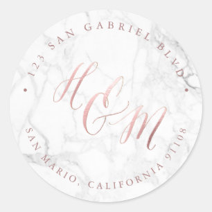 Adesivo Ampersand de Caligrafia Dourada Marble Faux Rosa