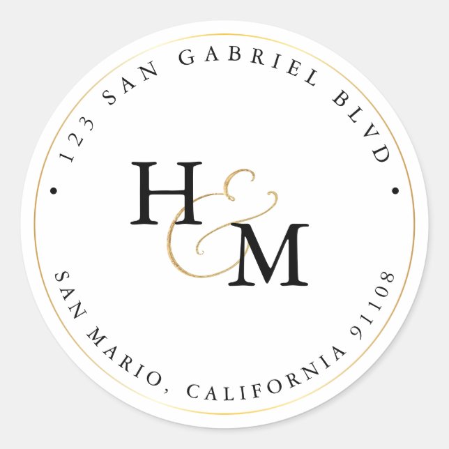 Adesivo Ampersand de Script Dourado Faux do Monograma do P (Frente)