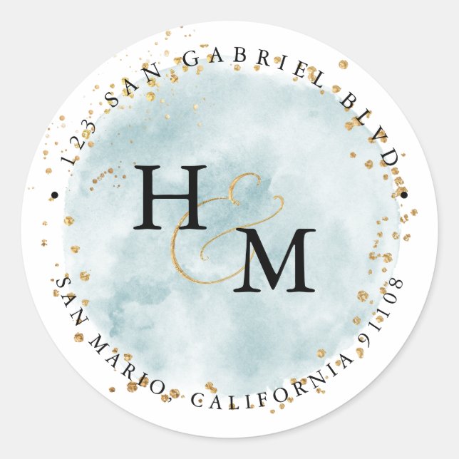 Adesivo Ampersand Dourado do Pincel Azul Dusty (Frente)