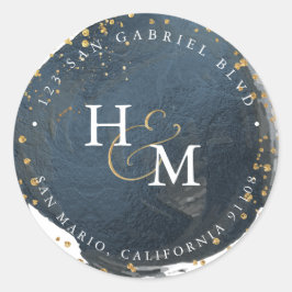 Adesivo Ampersand em Script Azul Ardósia Dourado Falso  