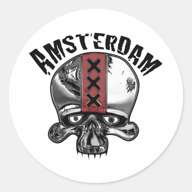 Adesivo Amsterdam Skull 2 Chrome (Frente)